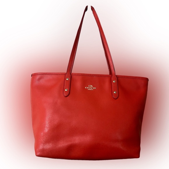 Coach #F37785 Vibrant Red Tote Bag - Picture 1 of 13